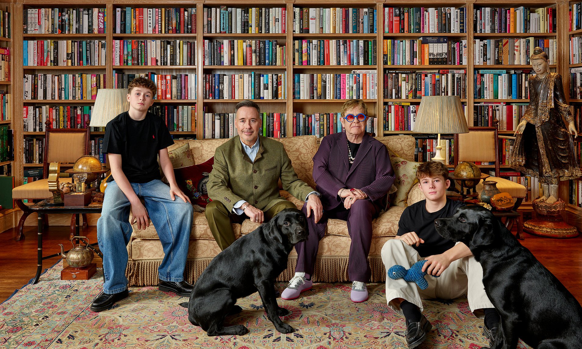 Elton John and husband David Furnish unveil family portrait with sons Zachary, 15, and Elijah, 13